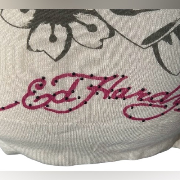 NWT Vintage ED HARDY Hoodie Sweater Cream Birds Enbroidered Designer Cardigan - Picture 9 of 15
